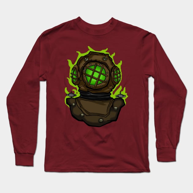 Radioactive diver helmet Long Sleeve T-Shirt by Super-TS